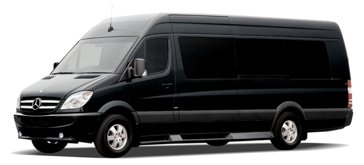 Black Mercedes Sprinter on a transparent background